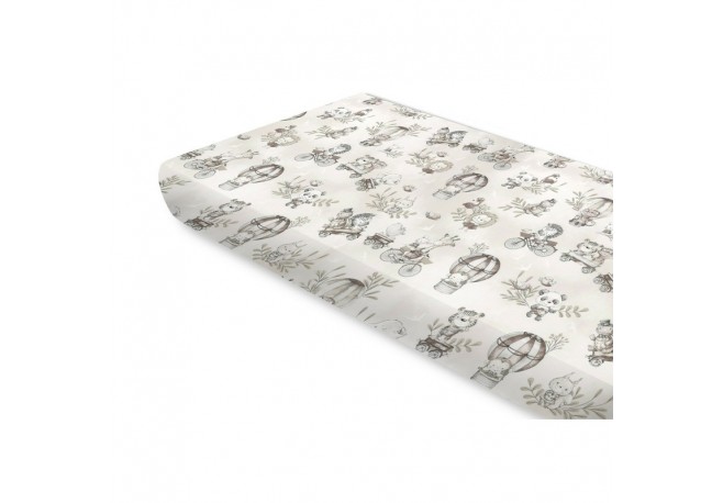 Miminu - Cearceaf cu elastic Din bumbac certificat Oeko Tex Standard 100 Pentru pat 160x80 cm Design Zoo On Bikes Beige