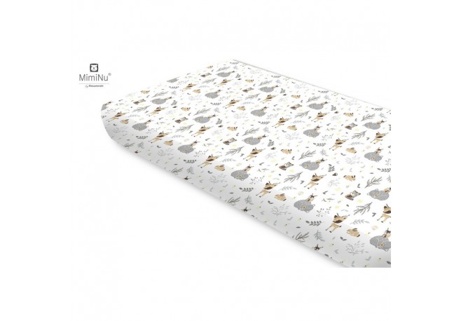 Miminu - Cearceaf cu elastic Din bumbac certificat Oeko Tex Standard 100 Pentru pat 160x80 cm Forest Friends Beige