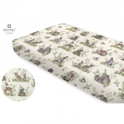 Miminu - Cearceaf cu elastic Din bumbac certificat Oeko Tex Standard 100 Pentru pat 160x80 cm Design Calm Forest Natural
