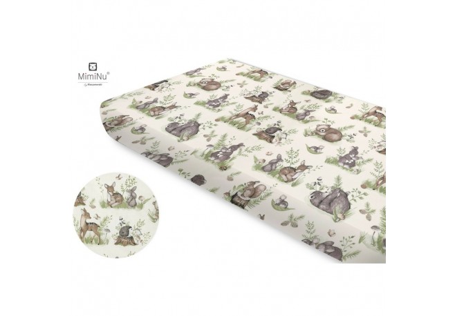 Miminu - Cearceaf cu elastic Din bumbac certificat Oeko Tex Standard 100 Pentru pat 160x80 cm Design Calm Forest Natural