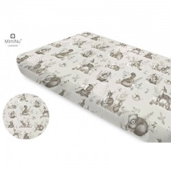 Miminu - Cearceaf cu elastic Din bumbac certificat Oeko Tex Standard 100 Pentru pat 160x80 cm Design Calm Forest Beige