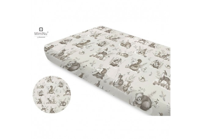 Miminu - Cearceaf cu elastic Din bumbac certificat Oeko Tex Standard 100 Pentru pat 160x80 cm Design Calm Forest Beige