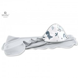 MimiNu - Prosop mare cu gluga Dimensiune 100x100 cm Din bumbac si thermo fleece Materiale certificate Oeko Tex Standard 100 Dino