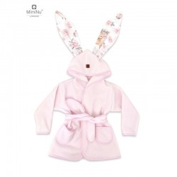 MimiNu - Halat de baie cu urechi 2 - 5 ani Moale Cu buzunare Cu cordon Din bumbac si thermo fleece Materiale certificate Oeko Te