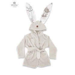 MimiNu - Halat de baie cu urechi 2 - 5 ani Moale Cu buzunare Cu cordon Din bumbac si thermo fleece Materiale certificate Oeko Te