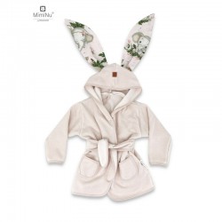 MimiNu - Halat de baie cu urechi 2 - 5 ani Moale Cu buzunare Cu cordon Din bumbac si thermo fleece Materiale certificate Oeko Te