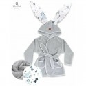 MimiNu - Halat de baie cu urechi 5 - 7 ani Moale Cu buzunare Cu cordon Din bumbac si thermo fleece Materiale certificate Oeko Te