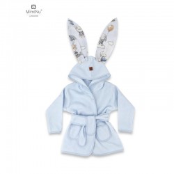 MimiNu - Halat de baie cu urechi 5 - 7 ani Moale Cu buzunare Cu cordon Din bumbac si thermo fleece Materiale certificate Oeko Te