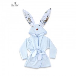 MimiNu - Halat de baie cu urechi 5 - 7 ani Moale Cu buzunare Cu cordon Din bumbac si thermo fleece Materiale certificate Oeko Te