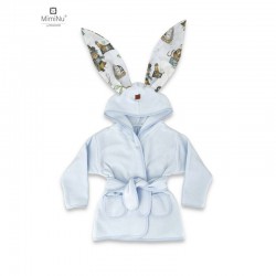 MimiNu - Halat de baie cu urechi 5 - 7 ani Moale Cu buzunare Cu cordon Din bumbac si thermirates fleece Materiale certificate Oe