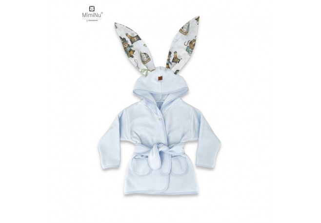 MimiNu - Halat de baie cu urechi 5 - 7 ani Moale Cu buzunare Cu cordon Din bumbac si thermirates fleece Materiale certificate Oe