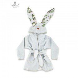 MimiNu - Halat de baie cu urechi 5 - 7 ani Moale Cu buzunare Cu cordon Din bumbac si thermetective fleece Materiale certificate 