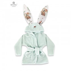 MimiNu - Halat de baie cu urechi 6 - 24 luni Moale Cu buzunare Cu cordon Din bumbac si thermo fleece Materiale certificate Oeko 