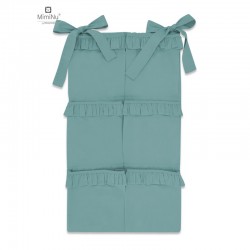 MimiNu - Organizator pentru patut Din bumbac Cu 6 compartimente Cu doua panglici 70x40 cm Cu volanase Colectia Royal Nepal Green