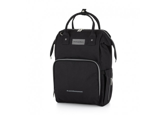 Petite&Mars - Rucsac pentru mamici Cu 11 compartimente Cu buzunare termice Saltea de infasat inclusa 30 x 42 x 15 cm Jack Black