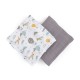 Petite&Mars - Set 2 scutece din muselina de bambus Misty Grey Planes Hipoalergenice Dimensiuni mari 120 x 120 cm Certificate Oek