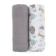 Petite&Mars - Set 2 scutece din muselina de bambus Misty Grey Planes Hipoalergenice Dimensiuni mari 120 x 120 cm Certificate Oek