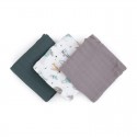 Petite&Mars - Set 3 scutece din muselina de bambus Moussy Grey Planes Hipoalergenice 68 x 68 cm Certificate Oeko Tex Standard 10