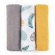 Petite&Mars - Set 3 scutece din muselina de bambus Moussy Ochre Leaves Hipoalergenice 68 x 68 cm Certificate Oeko Tex Standard 1