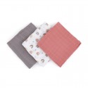 Petite&Mars - Set 3 scutece din muselina de bambus Moussy Rose Rainbow Hipoalergenice 68 x 68 cm Certificate Oeko Tex Standard 1