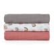Petite&Mars - Set 3 scutece din muselina de bambus Moussy Rose Rainbow Hipoalergenice 68 x 68 cm Certificate Oeko Tex Standard 1