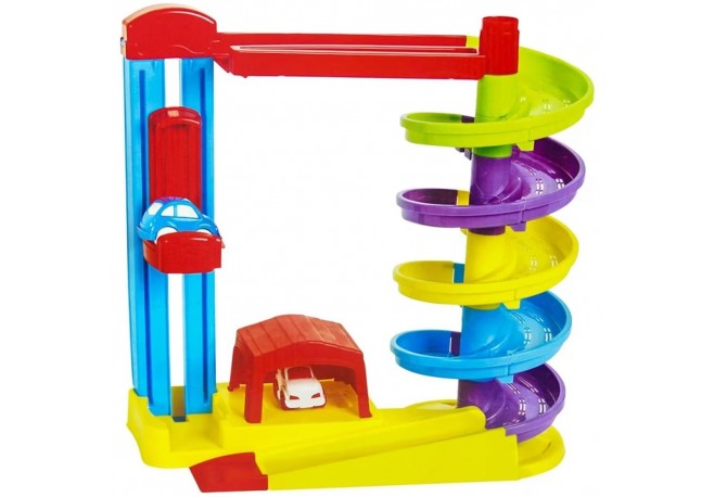 Pista de masini Pilsan Road Set with Car Lift galben cu 2 masinute