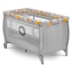Lionelo - Patut pliant cu doua nivele Stefi Plus Cu intrare laterala cu fermoar 2 roti 120 x 60 cm Conform cu standardul europea