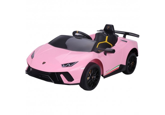 Masinuta electrica Chipolino Lamborghini Huracan pink cu scaun din piele si roti EVA