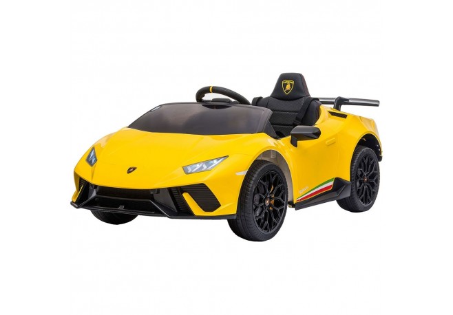 Masinuta electrica Chipolino Lamborghini Huracan yellow cu scaun din piele si roti EVA