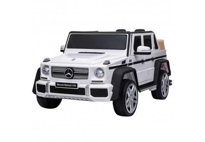 Masinuta electrica Chipolino SUV Mercedes Maybach G650 white cu scaun din piele si roti EVA