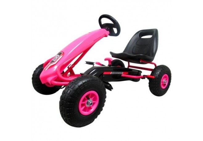 Kart cu pedale Gokart 3-7 ani roti gonflabile G4 R-Sport - Roz