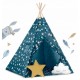Cort de joaca pentru copii cu lumini si 2 pernite Nukido 120 x 120 x 165 cm - Bleumarin cu stelute