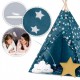 Cort de joaca pentru copii cu lumini si 2 pernite Nukido 120 x 120 x 165 cm - Bleumarin cu stelute