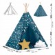Cort de joaca pentru copii cu lumini si 2 pernite Nukido 120 x 120 x 165 cm - Bleumarin cu stelute