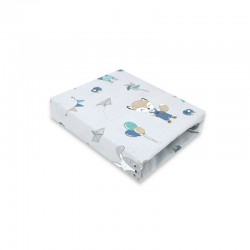 Qmini - Cearceaf cu elastic pentru patut 120X60 cm Din bumbac certificat Oeko Tex Standard 100 Fox and Rabbit Blue