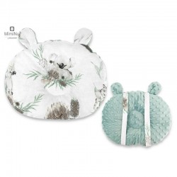 MimiNu - Perna bebelusi Ursulet Multifunctionala Cu doua fete Tesatura pufoasa minky si bumbac Materiale certificate Oeko Tex St