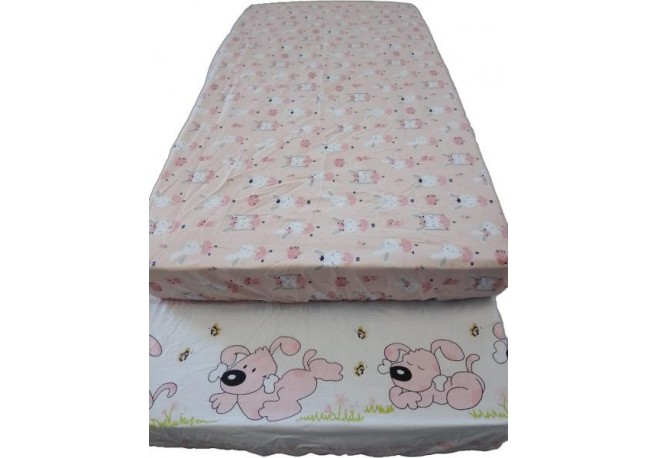Cearceaf Imprimat cu Elastic Roz 140X70