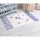 Set Lenjerie MyKids 9 piese Elephant gri-roz fara baldachin 120x60 cm + Covoras Mykids Carpet VP03 160x100 cm