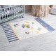 Set Lenjerie MyKids 11 piese Elephant gri-galben cu baldachin 120x60 cm + Covoras Mykids Carpet VP02 160x100 cm