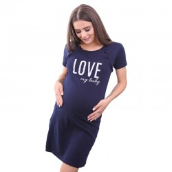 Camasa de alaptat Din bumbac Cu capse oblice Masura L I love my Baby Navy Blue