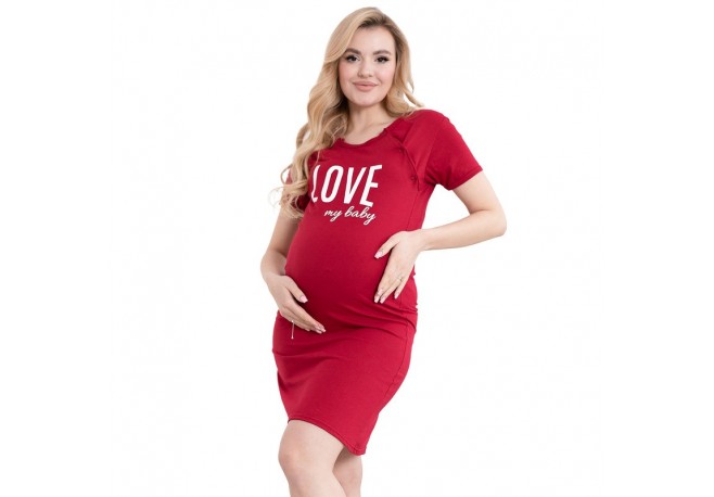Camasa de alaptat Din bumbac Cu capse oblice Masura XL I love my Baby Bordeaux