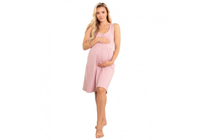 Camasa de alaptat Din bumbac Cu fermoar pe mijloc Fara maneci Masura L/XL Sofia Dusty Pink