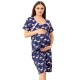 Camasa de alaptat Din bumbac Cu nasturi Masura L Flamingos Navy Blue