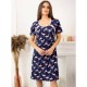 Camasa de alaptat Din bumbac Cu nasturi Masura L Flamingos Navy Blue