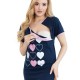 Camasa de alaptat Din bumbac Cu nasturi Masura L Hearts Navy Pink