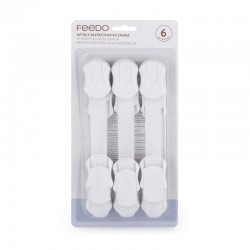 Feedo - Set sisteme de siguranta pentru mobilier Universale Cu lungime reglabila 19 x 3.4 cm Distanta 2-11 cm 6 bucati Alb
