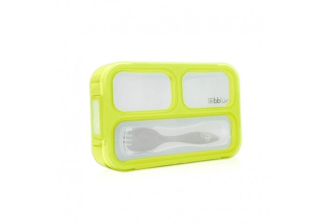 Cutie pentru pranz Bento Cu furculita Cu trei compartimente BPA Free Bbluv Lime