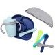 Set de masa complet Set Include farfurie compartimentata baveta portabila cu buzunar canuta si lingurita Silicon Fara BPA Bbluv 