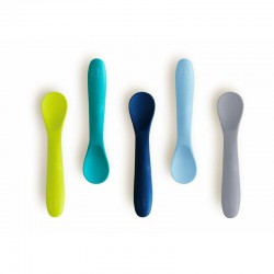 Set 5 lingurite Spoon Silicon Textura moale Anti-bacteriene si non-alergice Fara BPA Bbluv Blue
