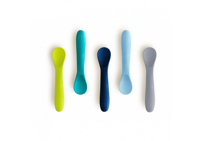 Set 5 lingurite Spoon Silicon Textura moale Anti-bacteriene si non-alergice Fara BPA Bbluv Blue